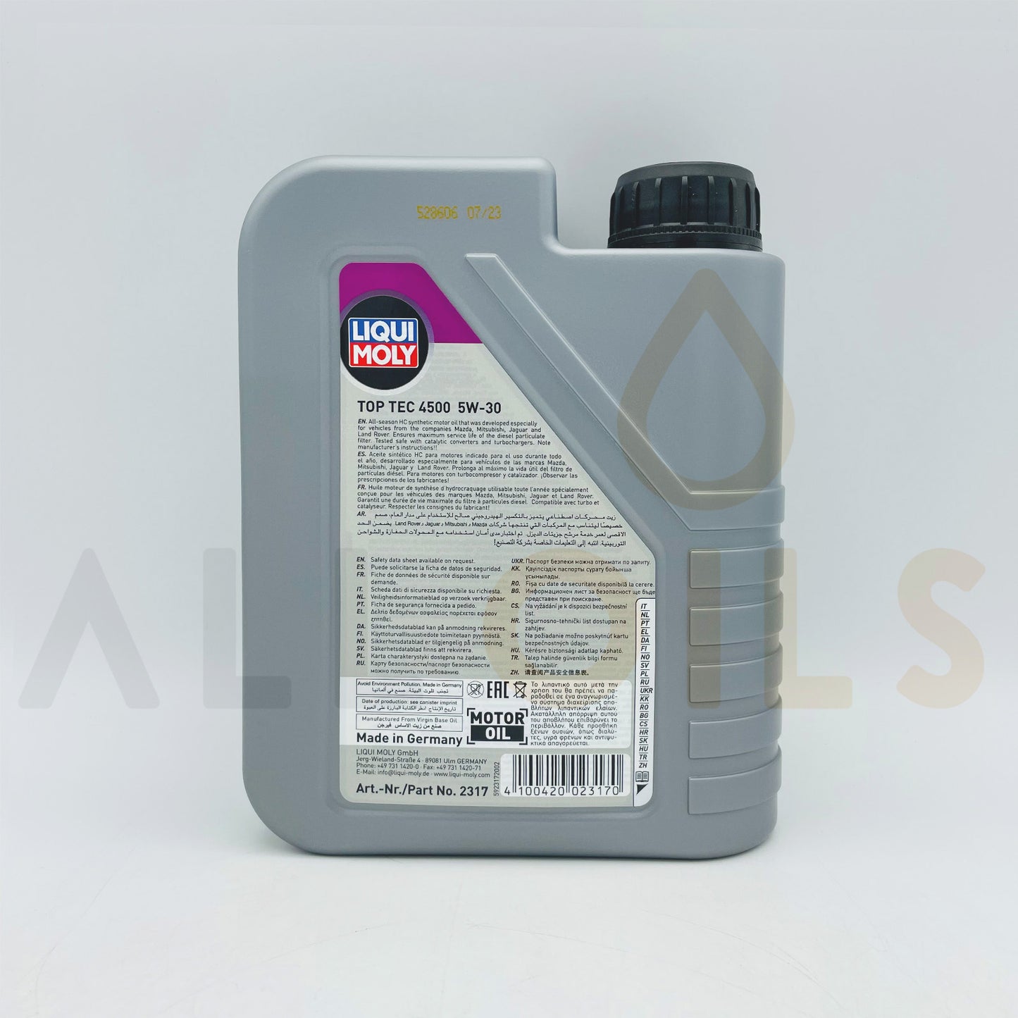 Liqui Moly 2317 Top Tec 4500 5W-30 Engine Oil for JLR, Mazda & Mitsubishi - 1 Litre