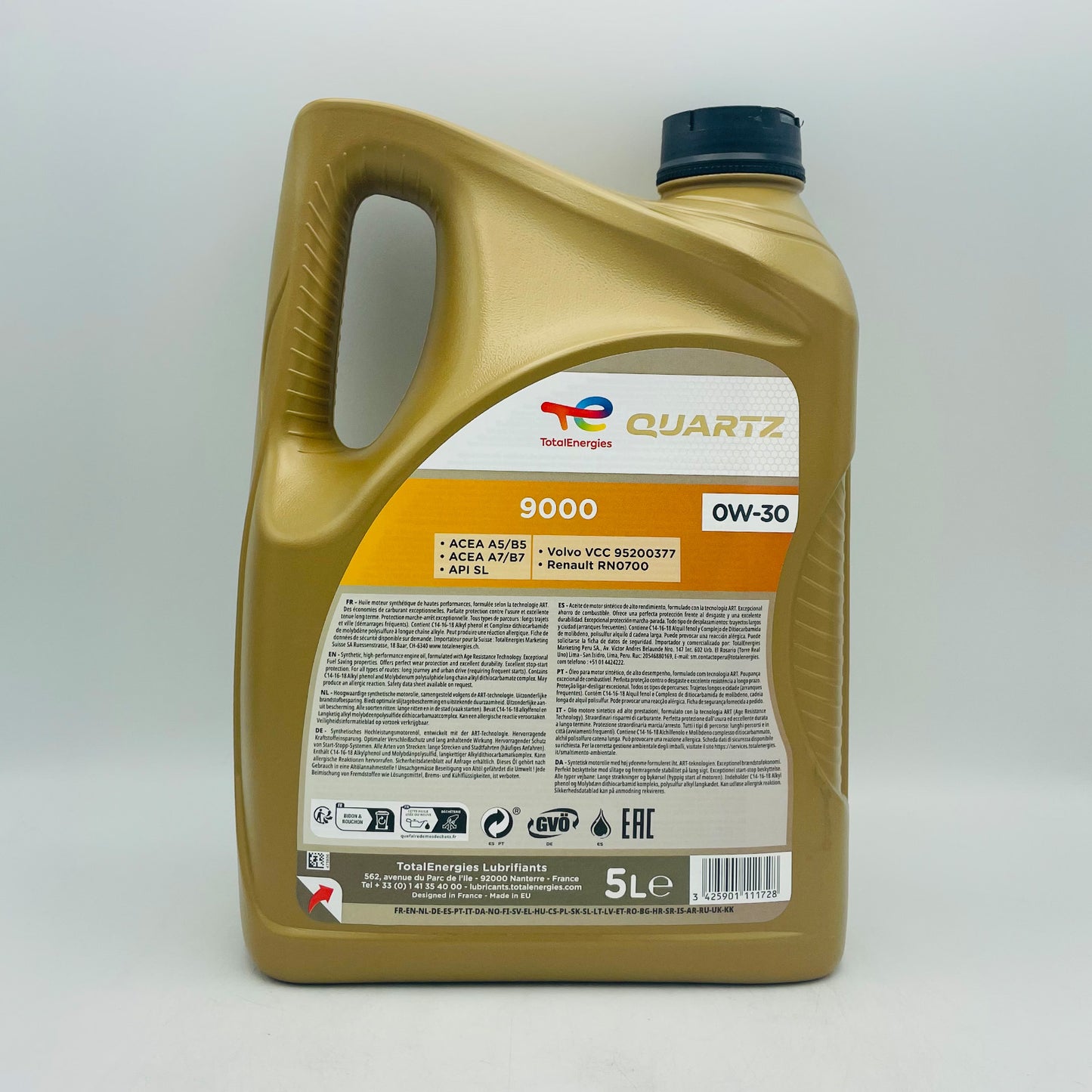 5L TotalEnergies Quartz 9000 0W-30 Engine Oil - 5 Litres
