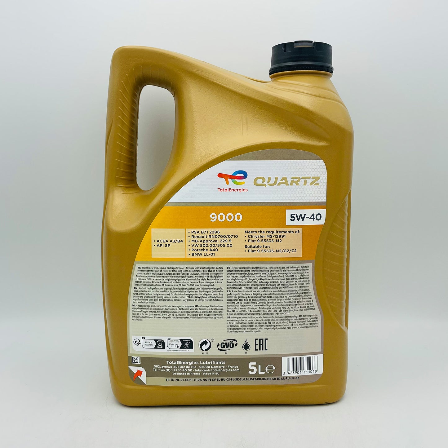 5L TotalEnergies Quartz 9000 5W-40 Engine Oil - 5 Litres