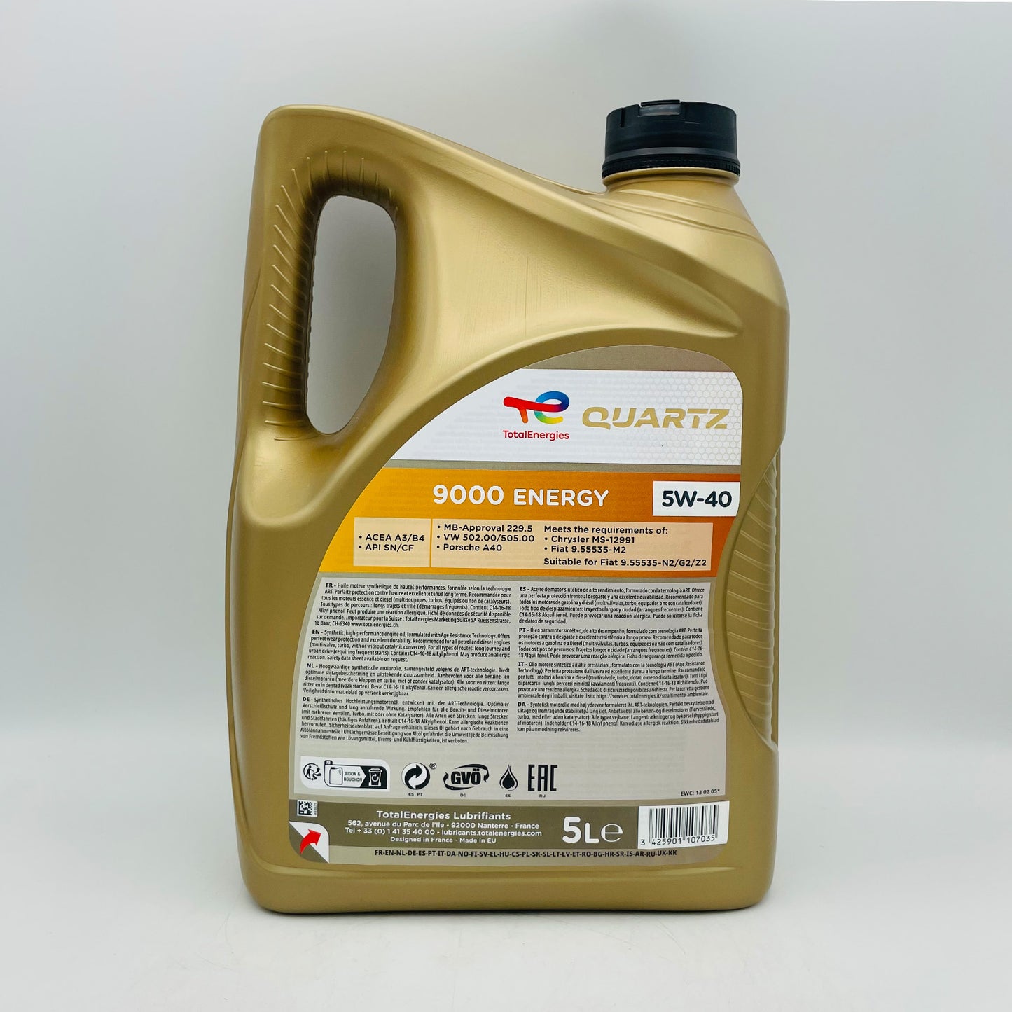 5L TotalEnergies Quartz 9000 ENERGY 5W-40 Engine Oil - 5 Litres