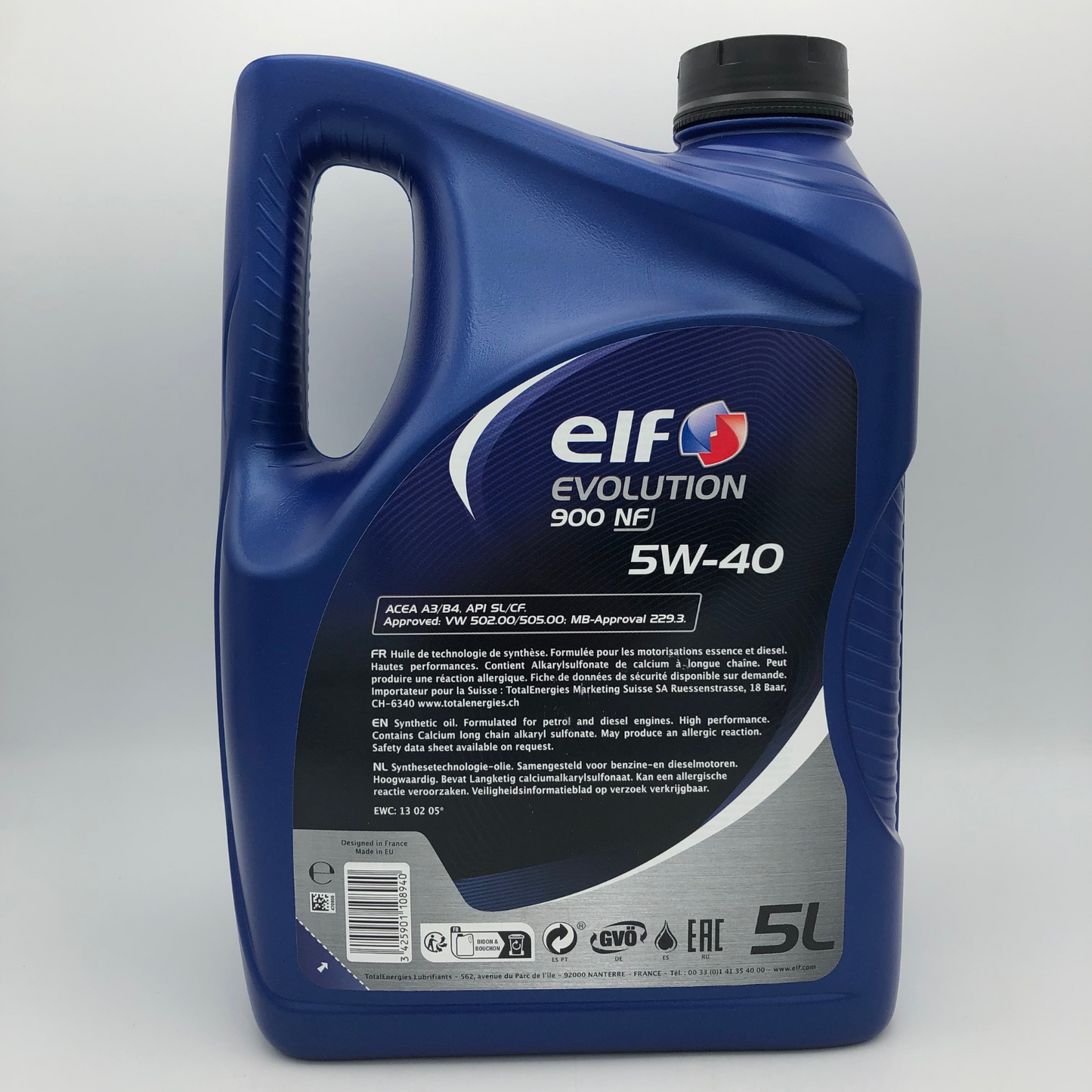 ELF Evolution 900 NF 5W-40 Semi Synthetic Engine Oil - 5 Litres - Back