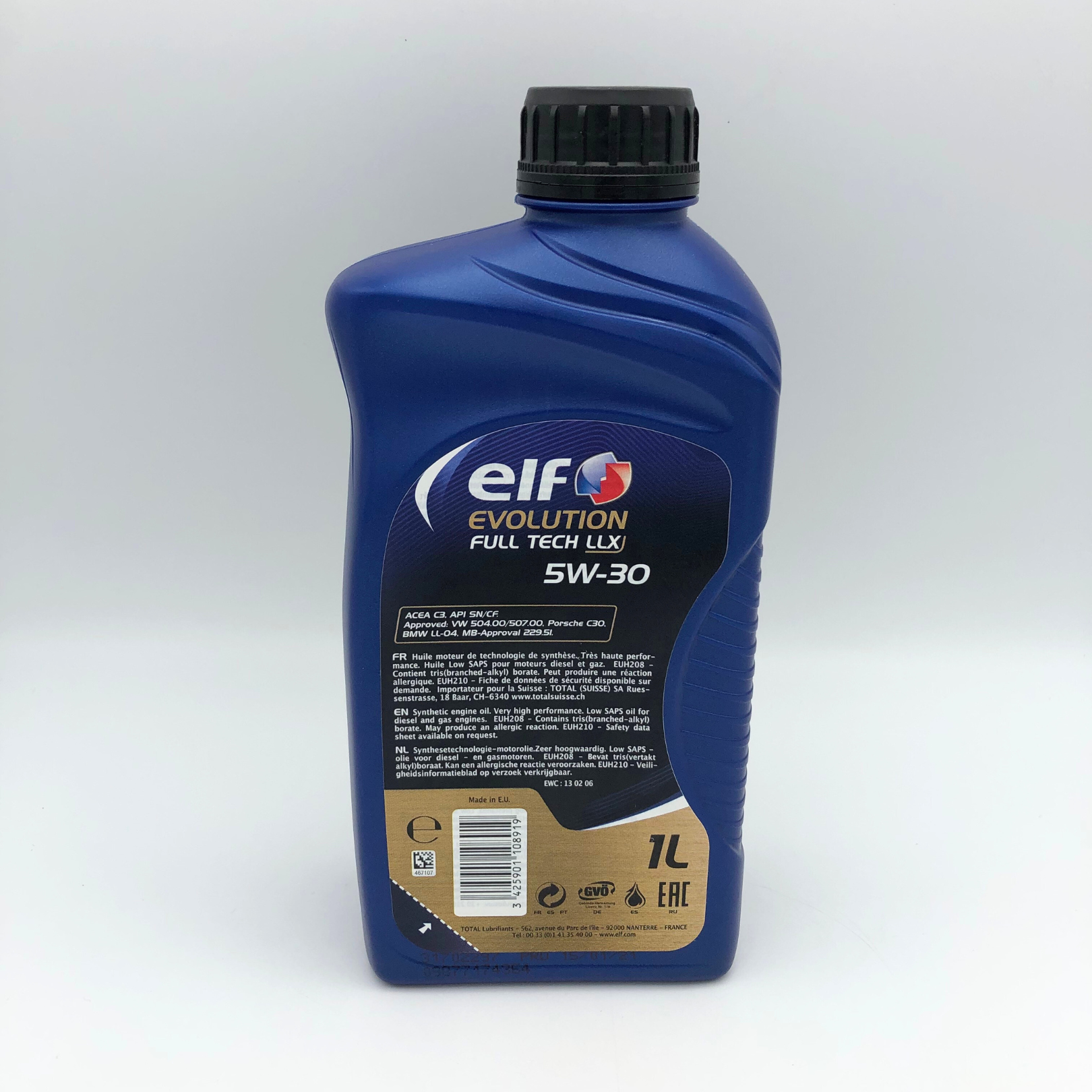 ELF Evolution FULL TECH LLX 5W-30 Engine Oil - 1 Litre - Back