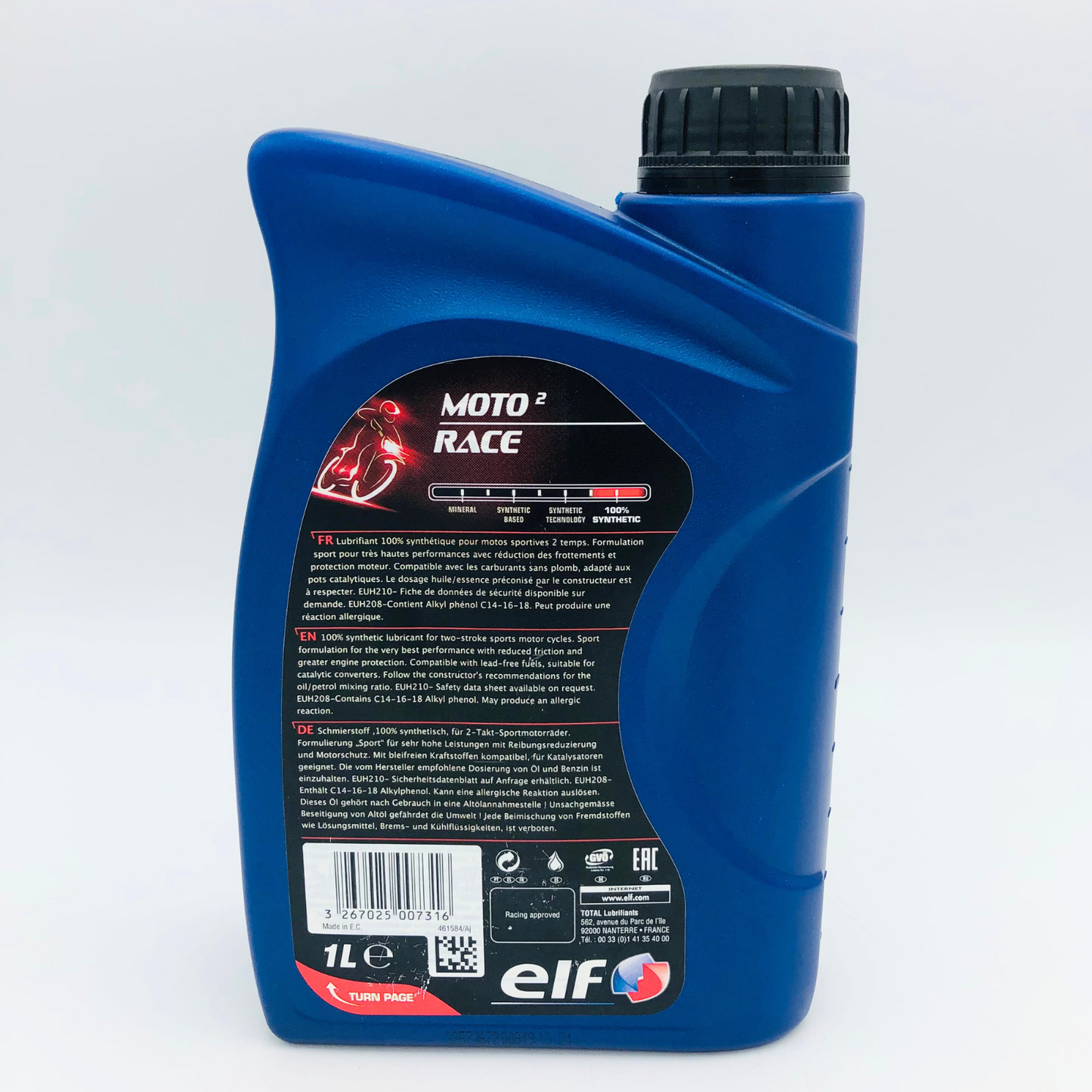 ELF MOTO 2 Race Synthetic Motorcycle Engine Oil For 2-Stroke Engines - 1 Litre