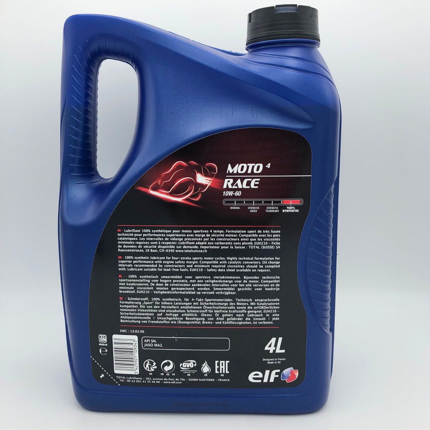 ELF Moto 4 Race 10W-60 Fully Synthetic 4-Stroke Motorcycle Engine Oil - 4 Litres