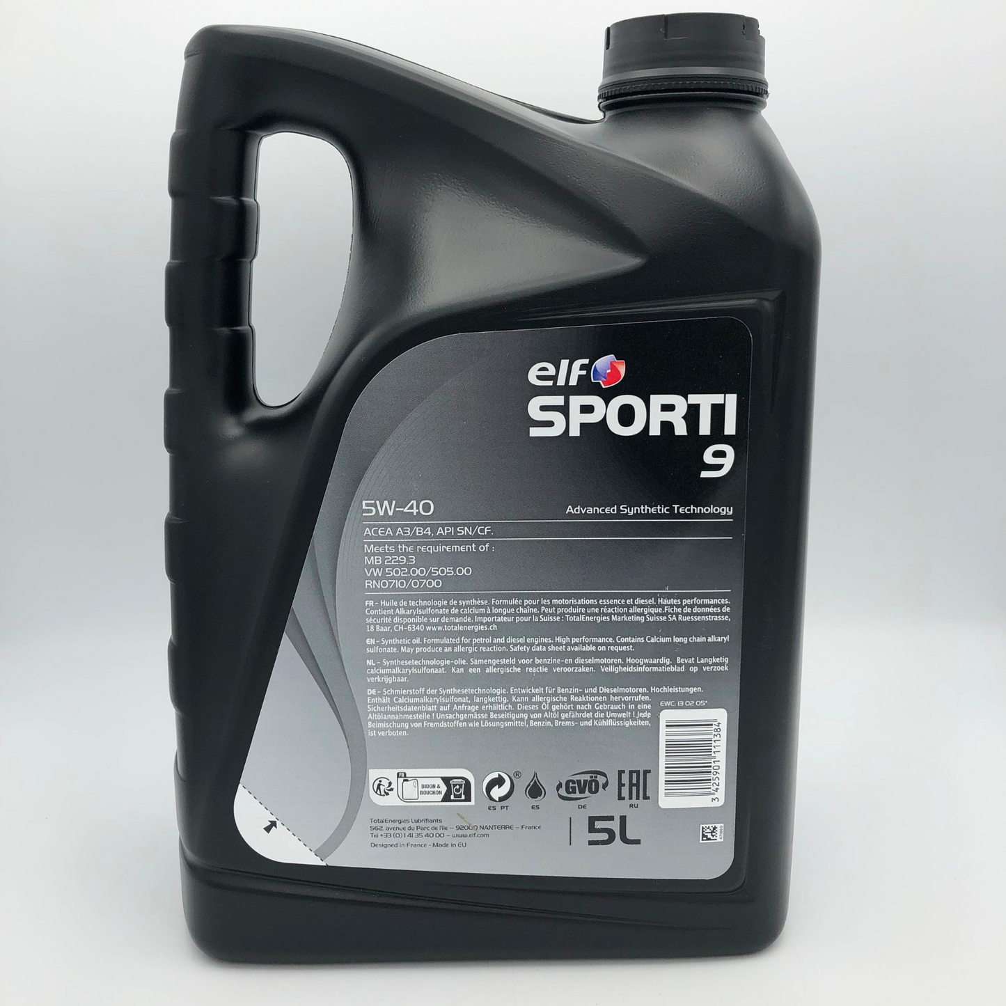 ELF SPORTI 9 5W-40 A3/B4 Synthetic Engine Oil - 5 Litres