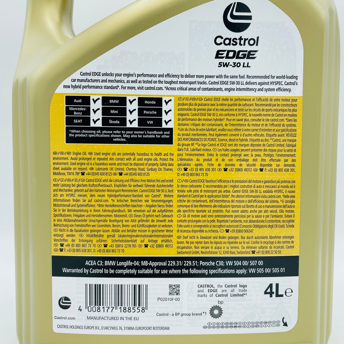 4L Castrol Edge 5W-30 Longlife Engine Oil - 4 Litres
