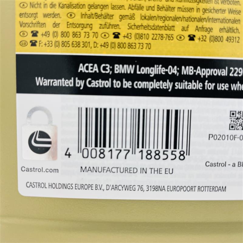 4L Castrol Edge 5W-30 Longlife Engine Oil - 4 Litres
