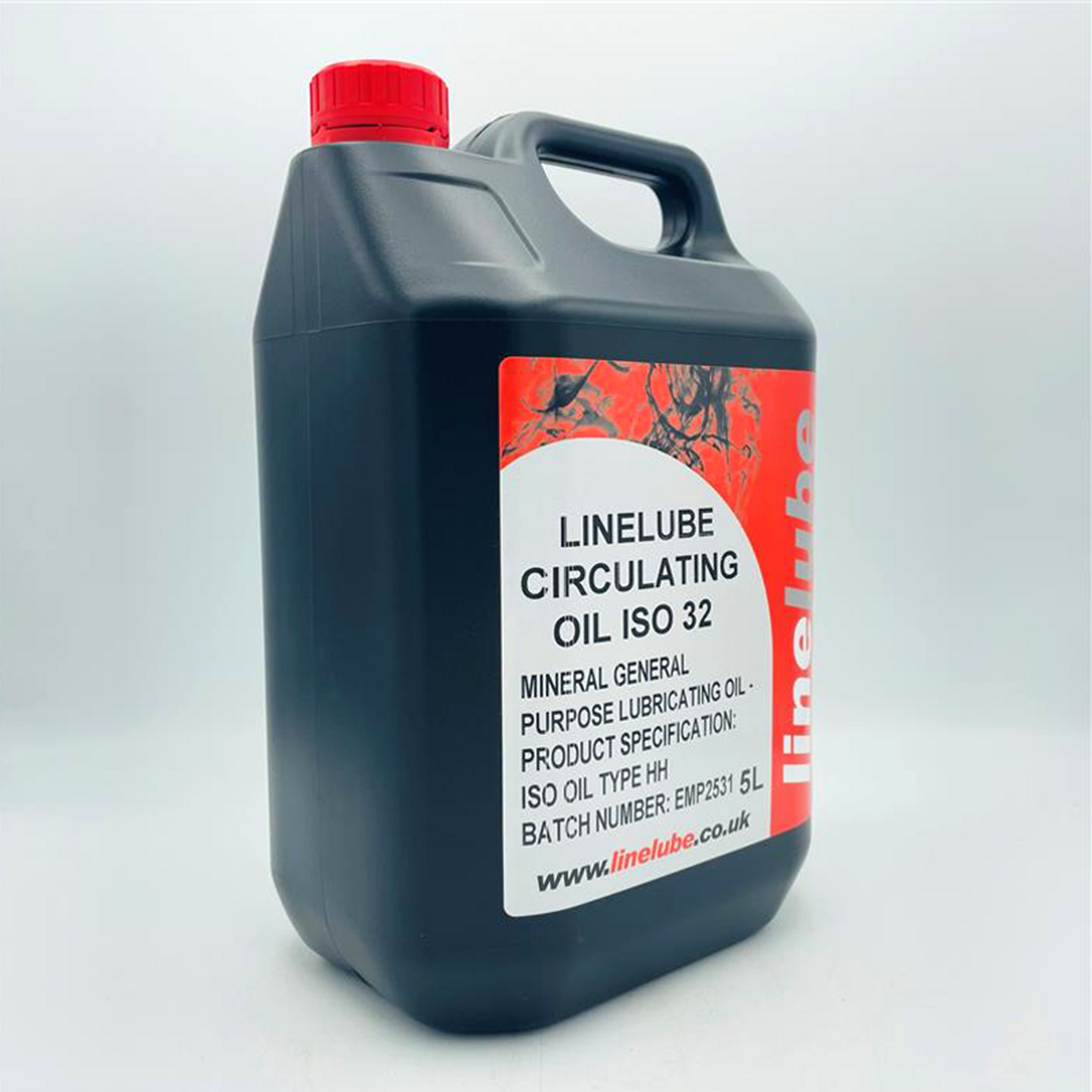 Linelube Circulating Oil ISO 32 - 5 Litres Front Label Side angle 2