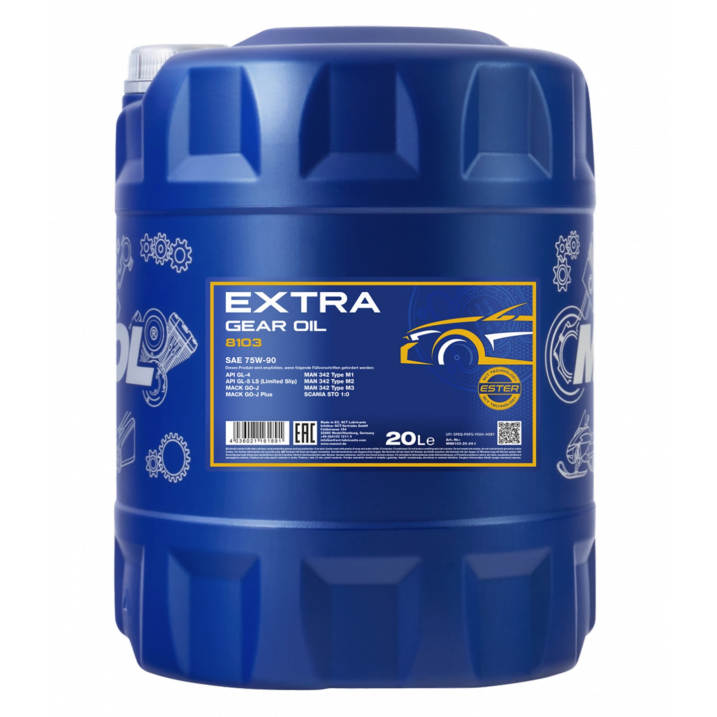 MANNOL 8103 Extra Gear Oil 75W-90 API GL-4 GL-5 LS - 20 Litres