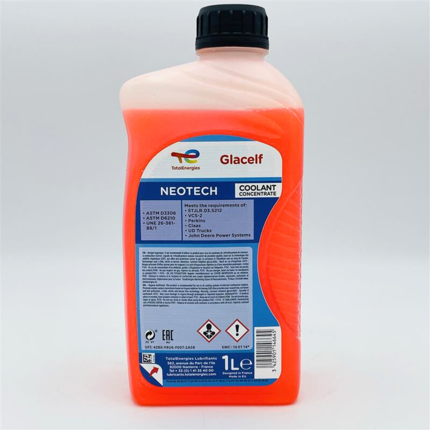 Total Glacelf Neotech Organic Antifreeze Engine Coolant -37°C - 1 Litre - Back