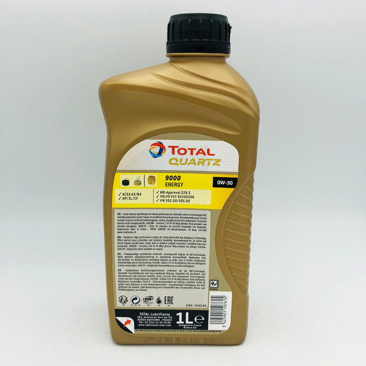 Total Quartz 9000 Energy 0W30 1L Back Label