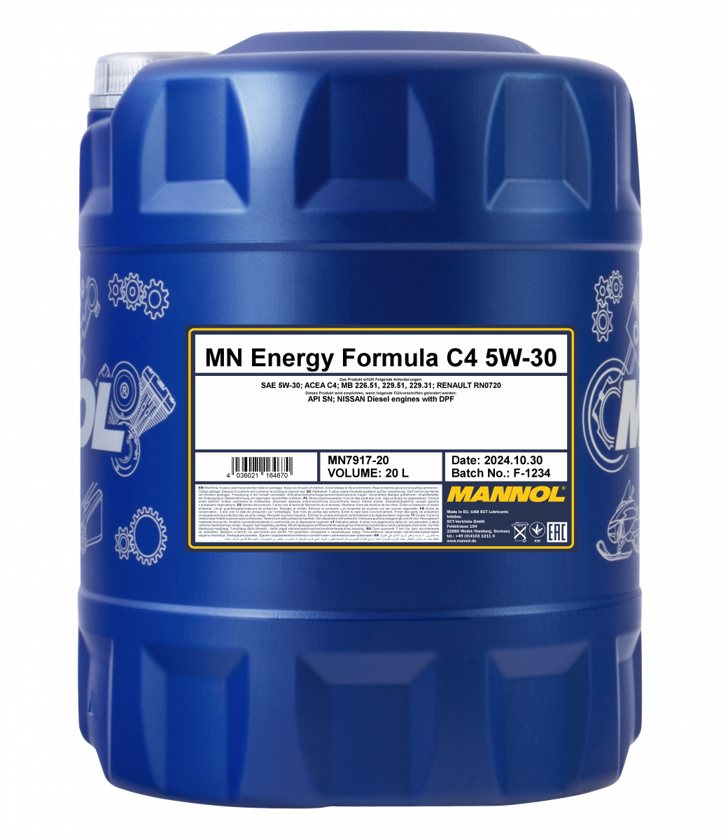 Mannol 7917 Energy Formula C4 5W-30 Fully Synthetic Engine Oil - 20 Litres