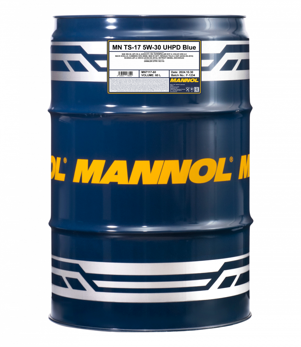 Mannol 7117 TS-17 UHPD 5W-30 Synthetic Engine Oil Barrel - 208 Litres