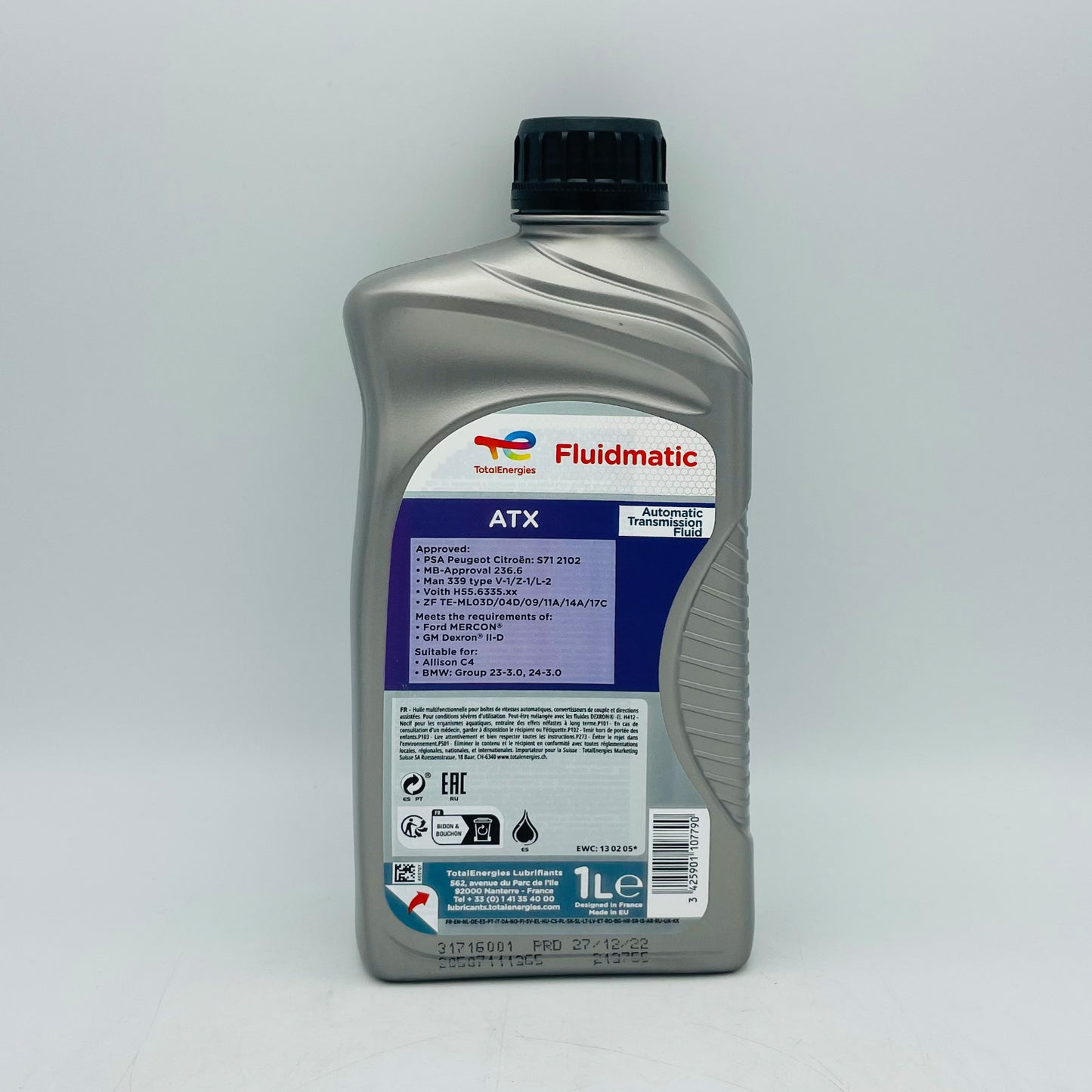 1L TotalEnergies Fluidmatic ATX ATF - 1 L Back