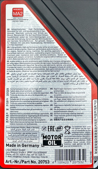 Liqui Moly 20753 Motorbike 4T Synth 10W-40 Street Race - 1 Litre
