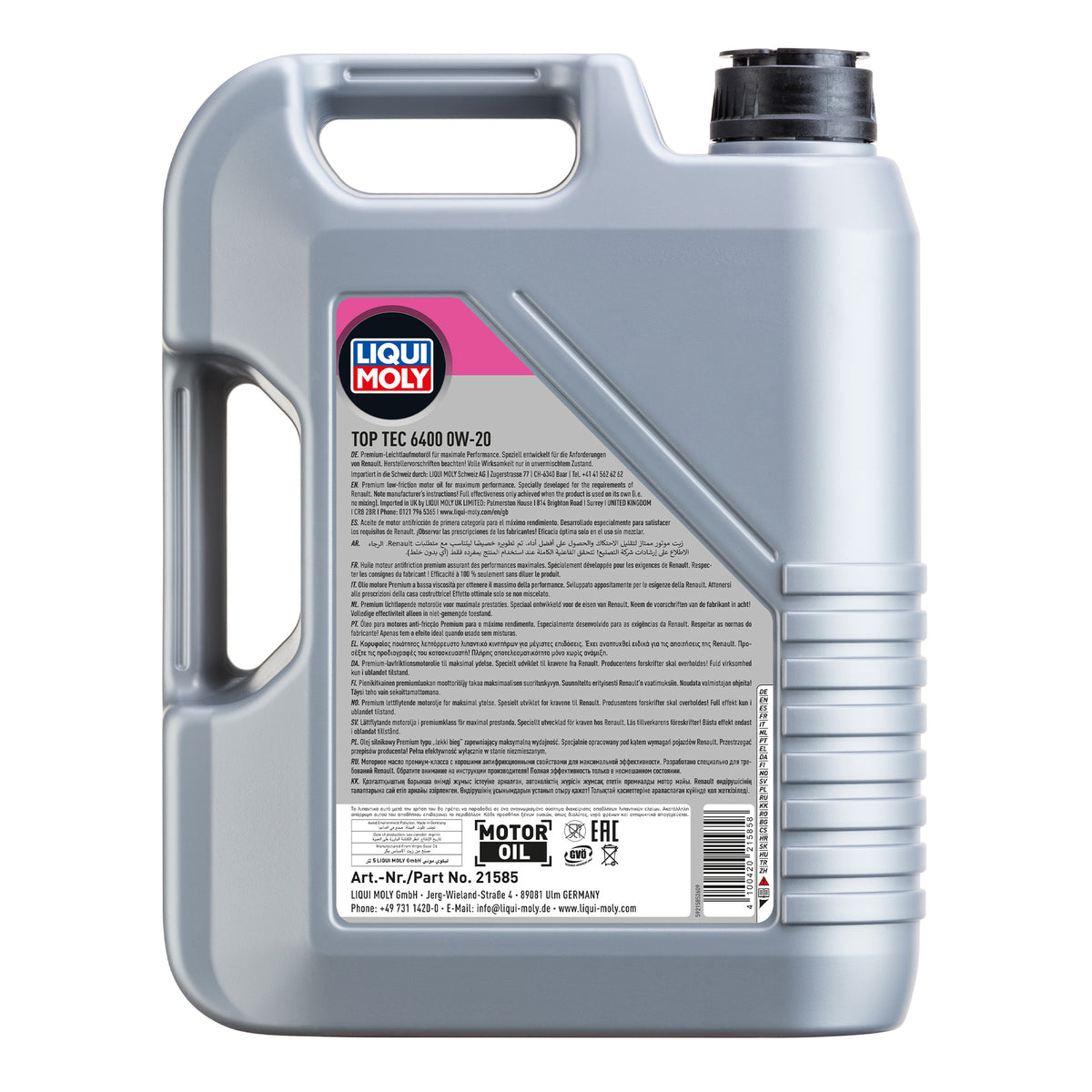 Liqui Moly 21585 Top Tec 6400 0W-20 Engine Oil - 5 Litres