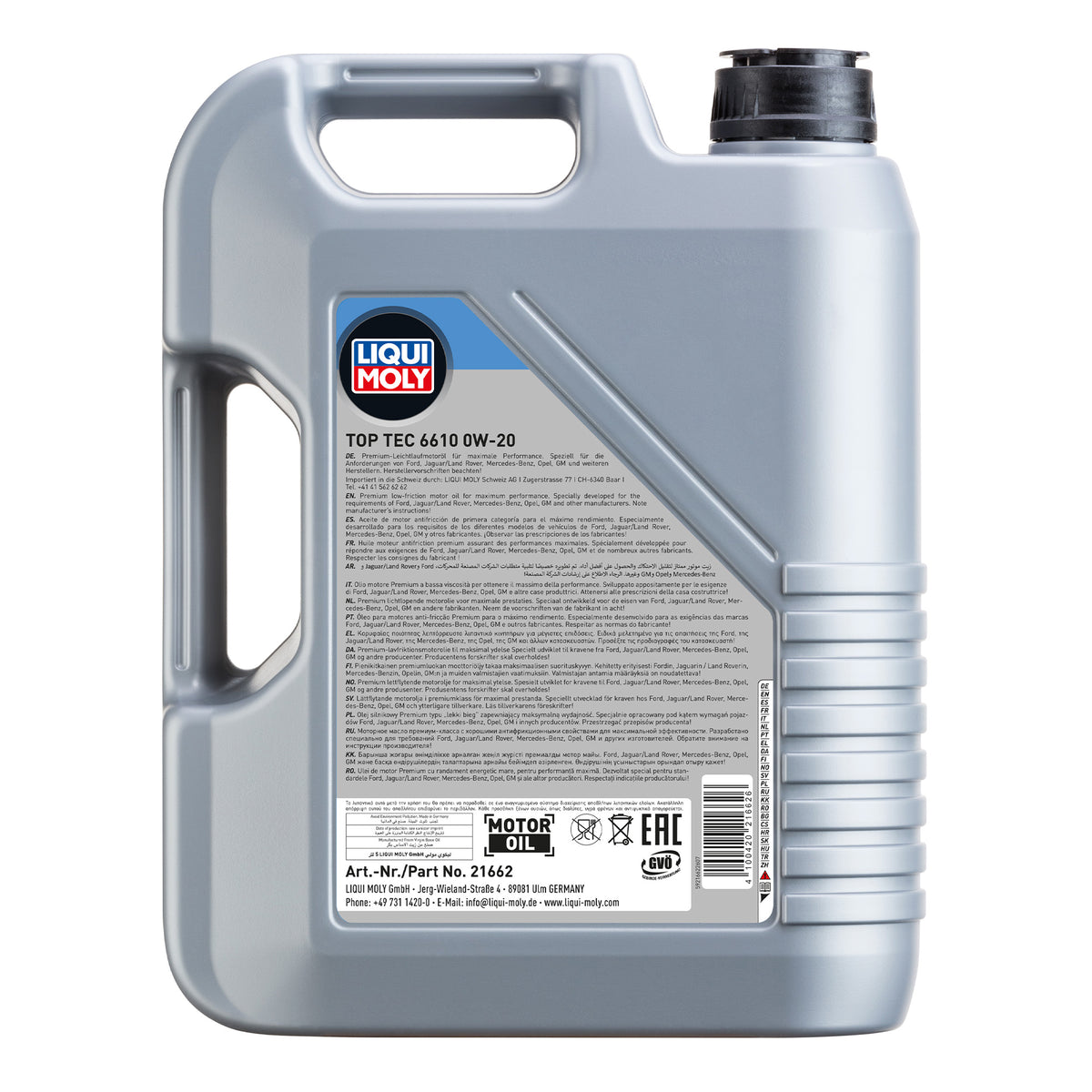 Liqui Moly 21662 Top Tec 6610 0W-20 Engine Oil - 5 Litres