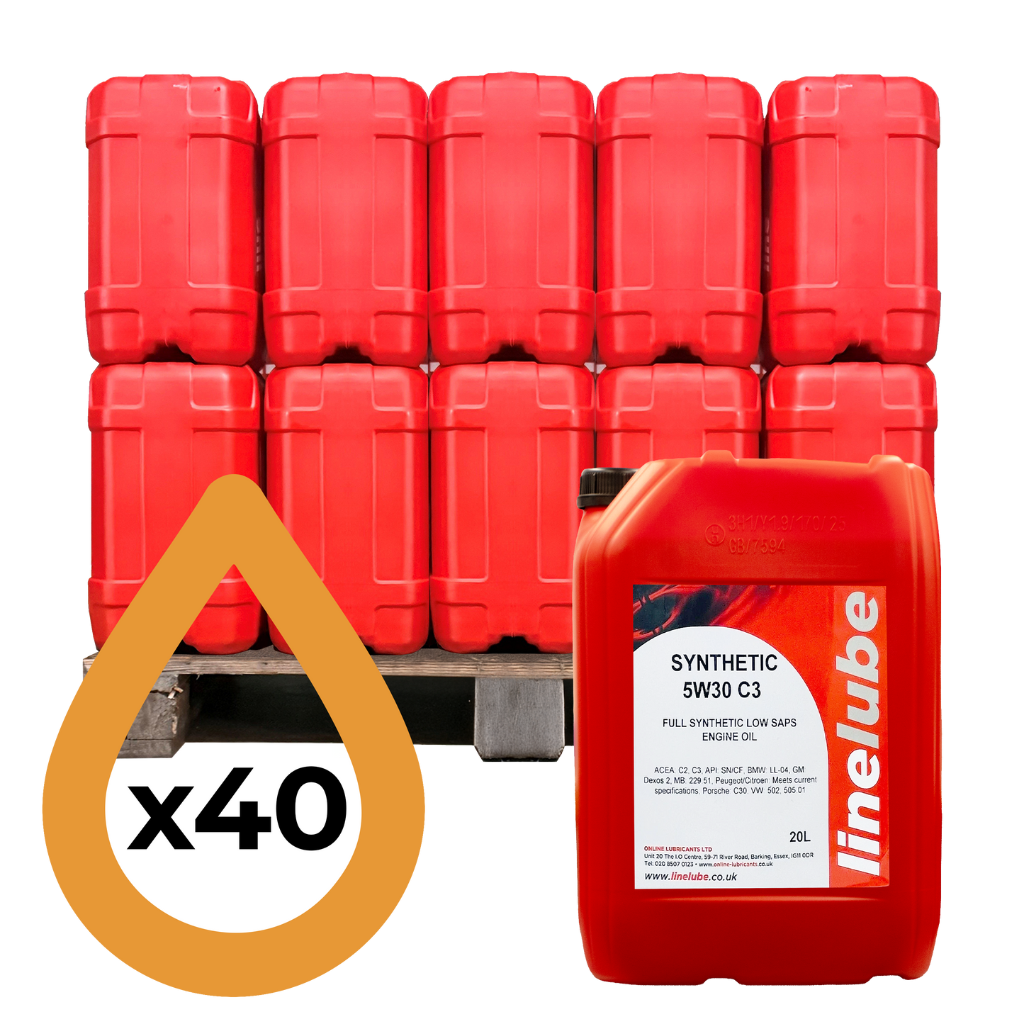 Linelube Fully Synthetic Engine Oil Longlife C3 5W-30 (40 x 20 Litres)