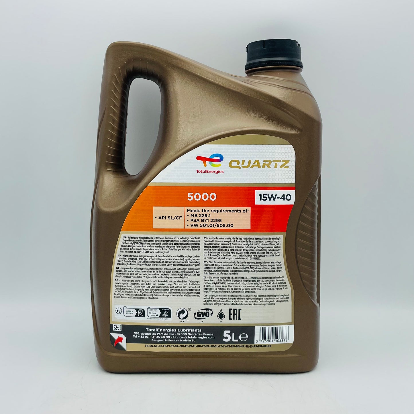 5L TotalEnergies Quartz 5000 15W-40 Diesel Engine Oil - 5 Litres