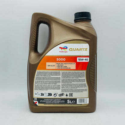 5L TotalEnergies Quartz 5000 15W-40 Diesel Engine Oil - 5 Litres