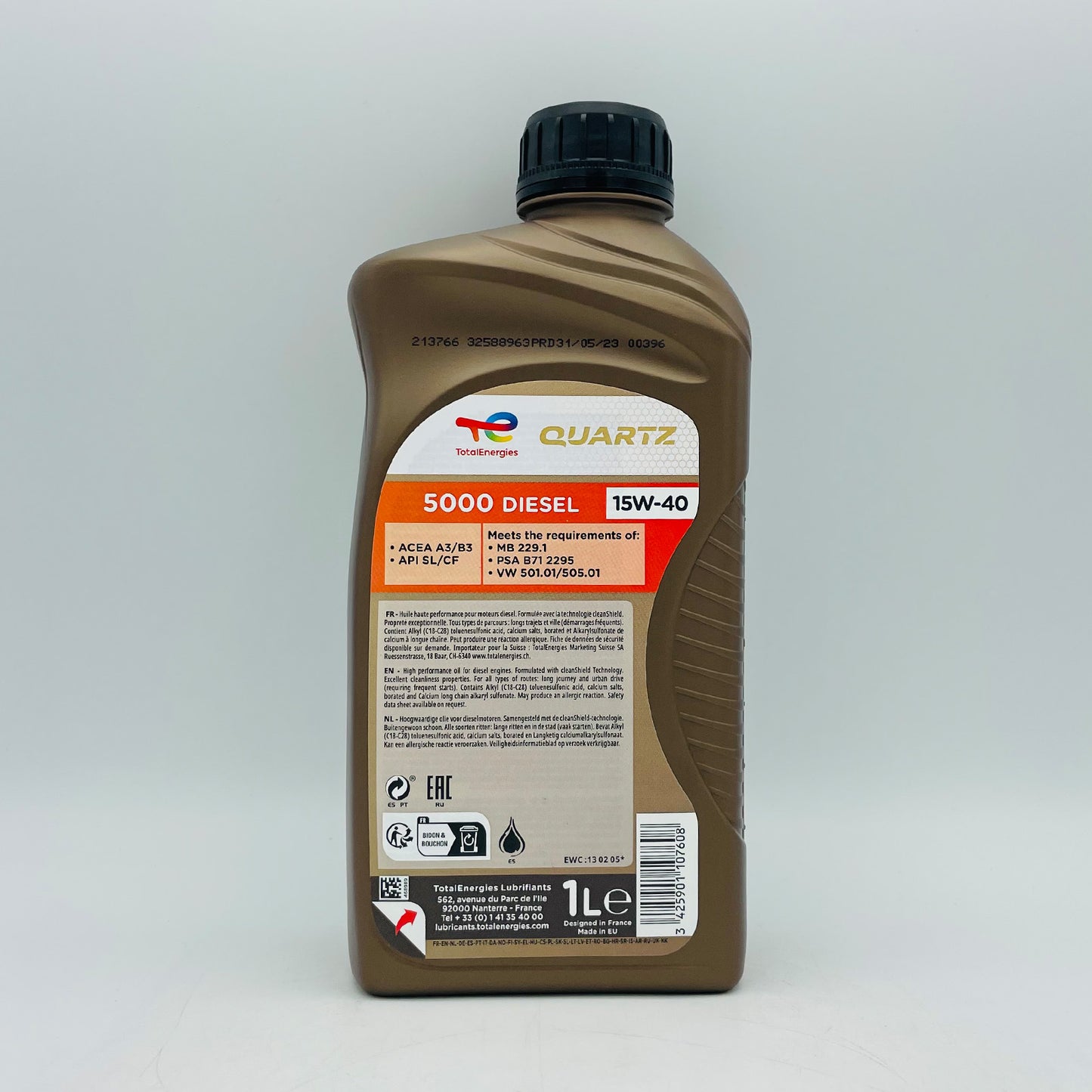1L TotalEnergies Quartz 5000 15W-40 Diesel Engine Oil - 1 Litre