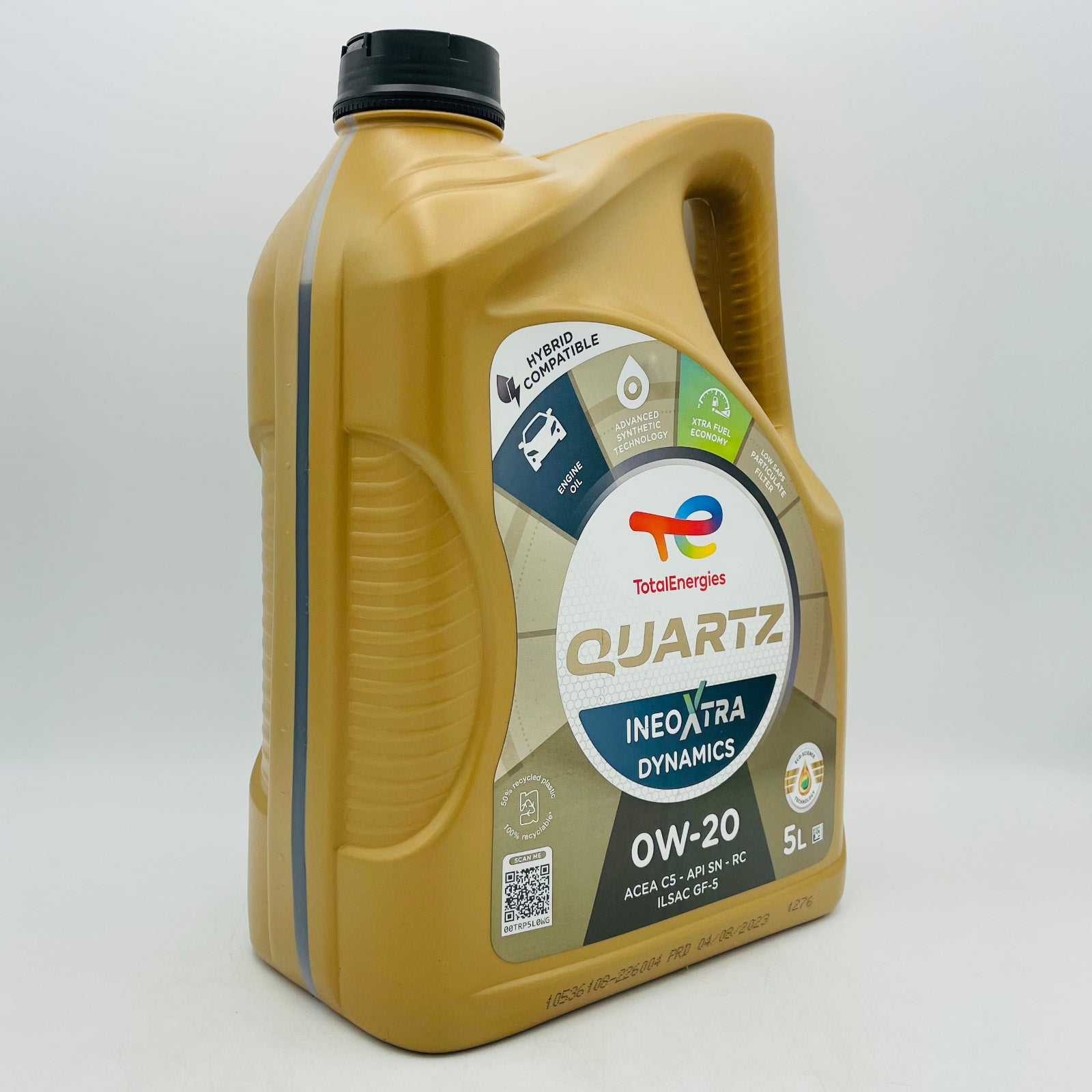 5L TotalEnergies Quartz Ineo Xtra Dynamics 0W-20 Engine Oil - Aston Martin/BMW - 5 Litres Side