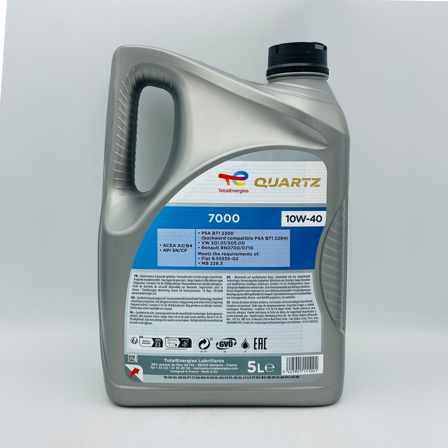 5L TotalEnergies Quartz 7000 10W-40 Engine Oil - 5 Litres