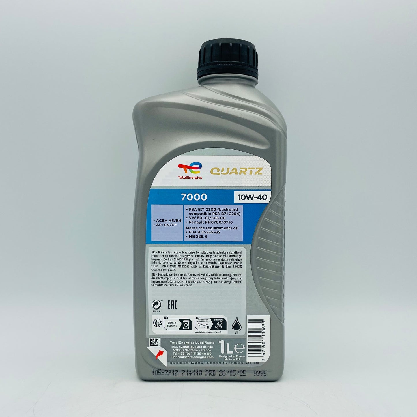 1L TotalEnergies Quartz 7000 10W-40 Engine Oil - 1 Litre