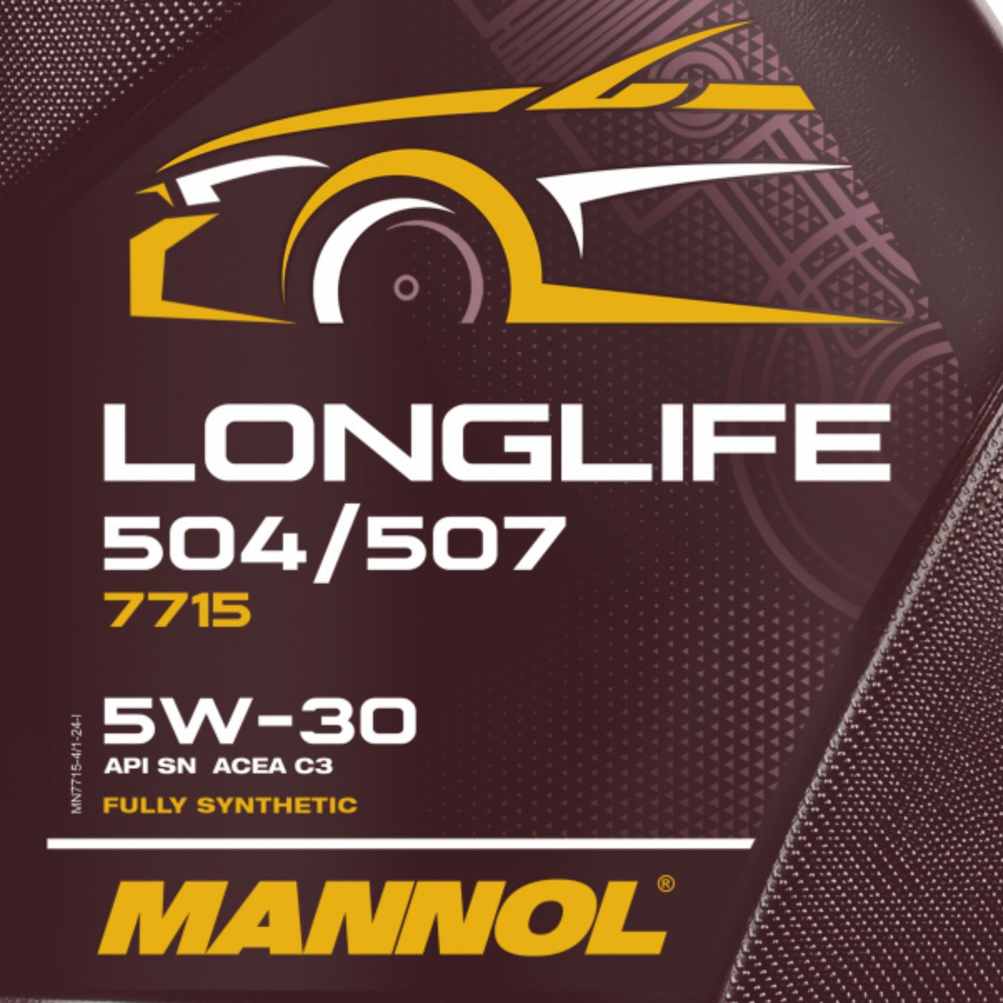 Mannol 7715 Longlife 504/507 Close up of Front label of 5 Litre container