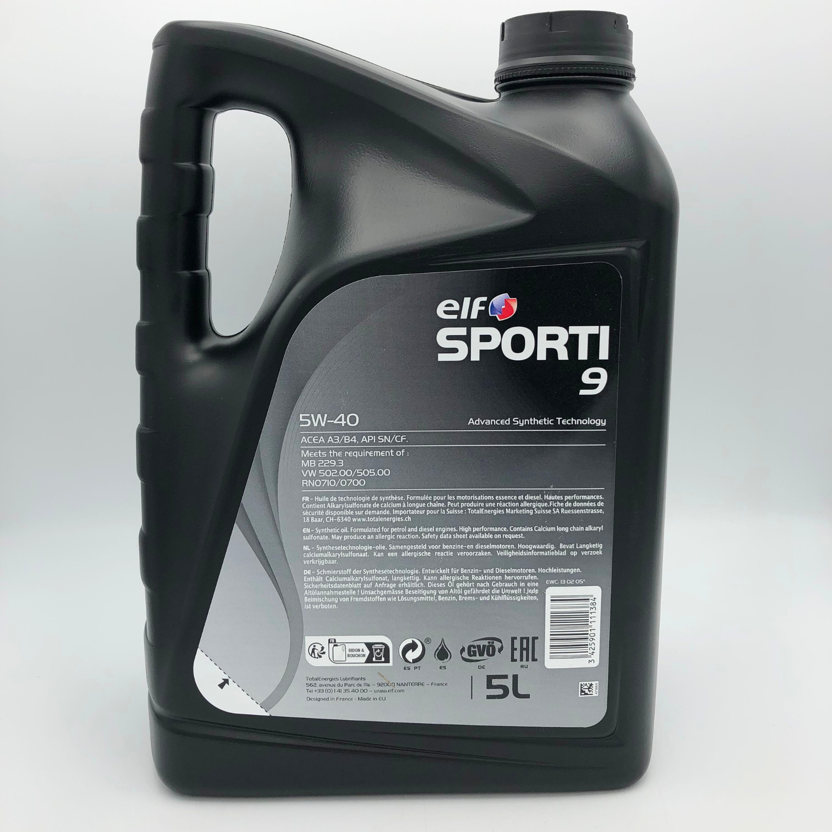 ELF SPORTI 9 5W-40 A3/B4 Synthetic Engine Oil - 5 Litres