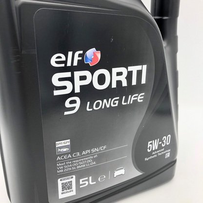 ELF SPORTI 9 Long Life 5W-30 Low SAPS Engine Oil - 5 Litre
