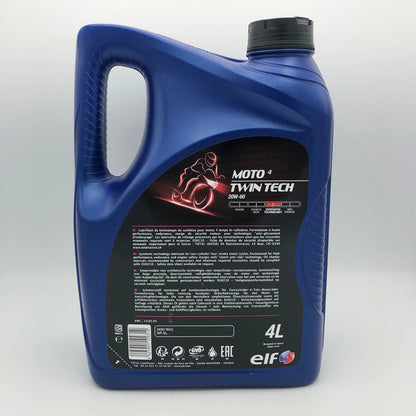 ELF MOTO 4 Twin Tech 20W-60 Semi-Synthetic 4-Stroke Motorcycle Oil - 4 Litres