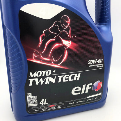 ELF MOTO 4 Twin Tech 20W-60 Semi-Synthetic 4-Stroke Motorcycle Oil - 4 Litres