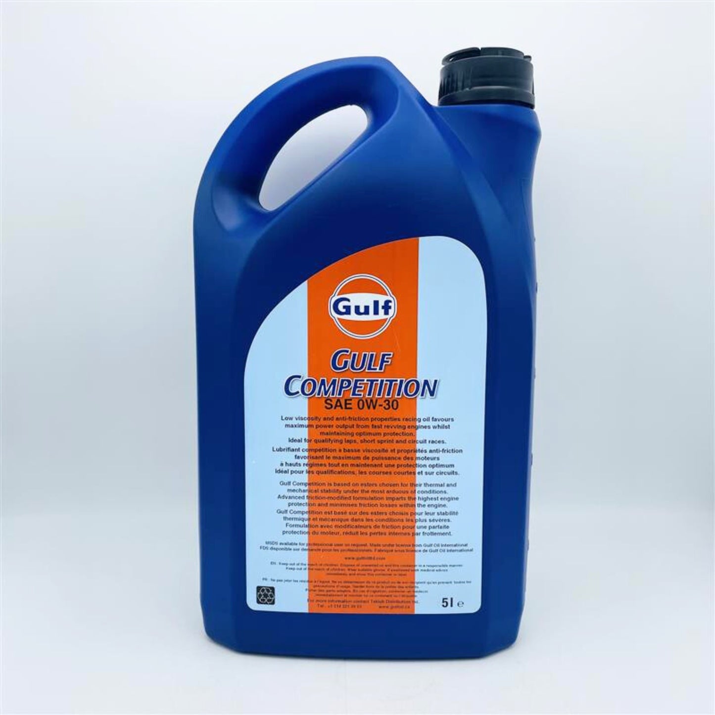 Gulf Competition 0W-30 Synthetic-based Engine Oil - 5 Litres Reverse label