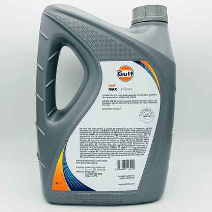 Gulf Max 20W-50 Mineral Based Engine Oil API SL/CF - 4 Litres