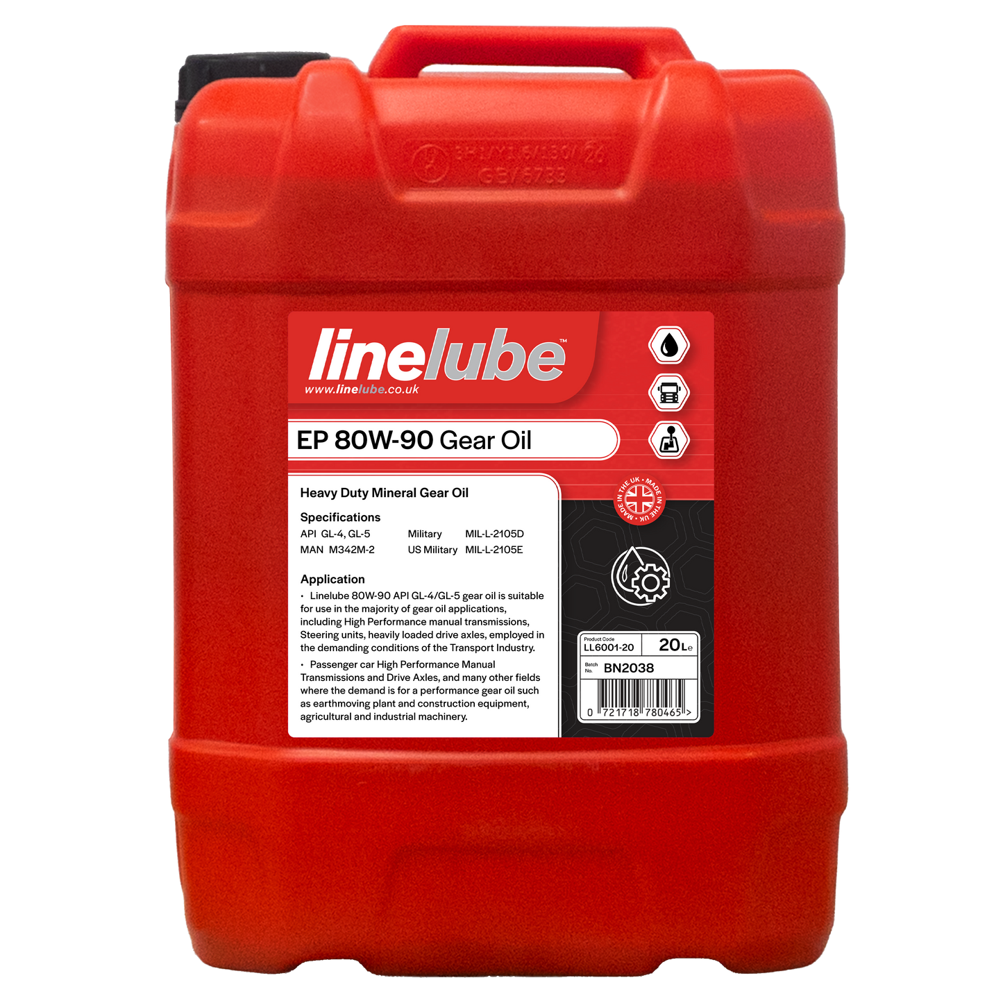 Linelube Heavy Duty Gear Oil EP 80W-90 GL4/GL5 - (20 Litres)