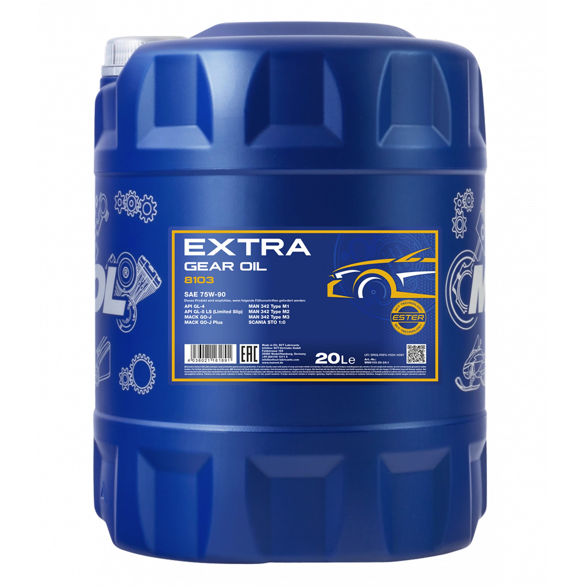MANNOL 8103 Extra Gear Oil 75W-90 API GL-4 GL-5 LS - 20 Litres