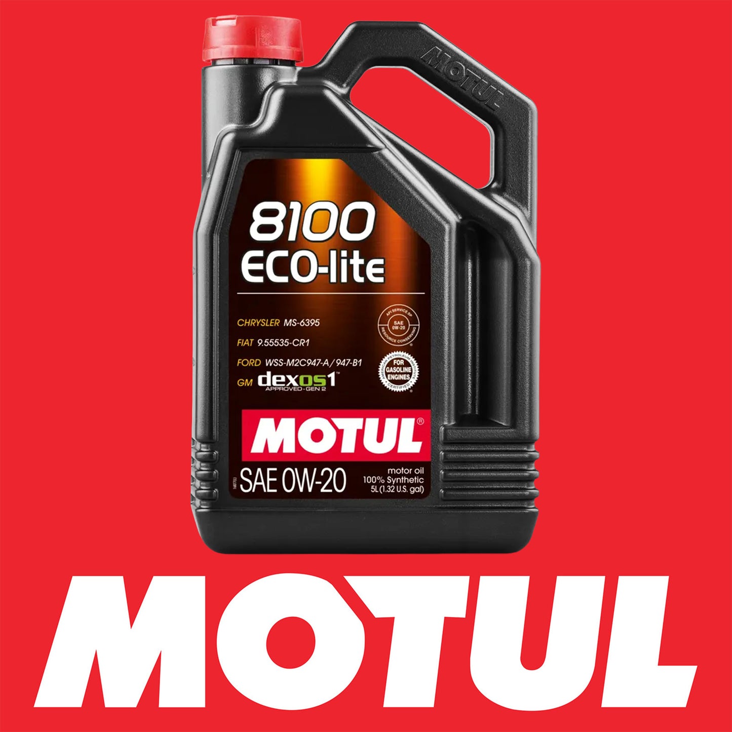 MOTUL 108536 8100 ECO-LITE 0W-20 Fully Synthetic Engine Oil - 5 Litres