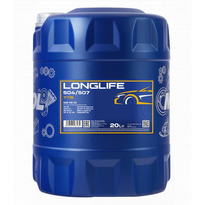 Mannol 7715 Longlife 504/507 5W-30 Fully Synthetic Engine Oil - 20 Litres