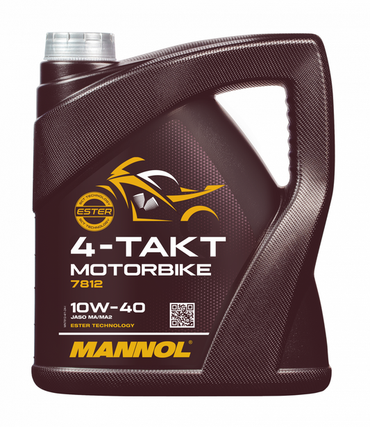 Mannol 7812 Motorbike 4-TAKT 10W-40 4-Stroke Synthetic Engine Oil - 4 Litres