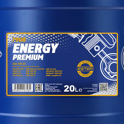Mannol 7908 Energy Premium 5W-30 C3 Fully Synthetic Engine Oil - 20 Litres - 20l