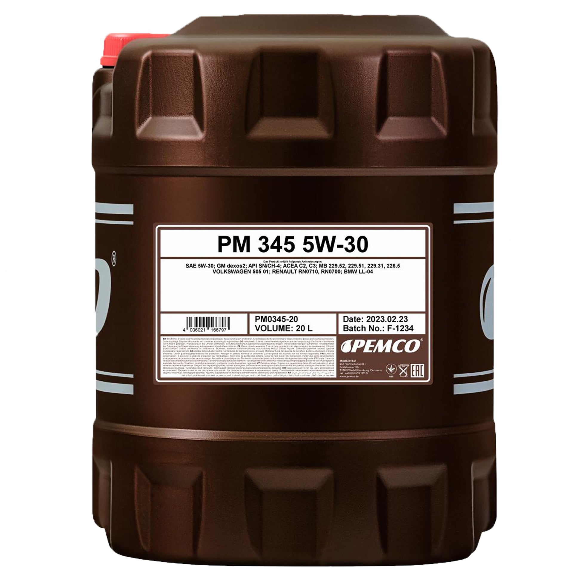 PEMCO 345 5W-30 Synthetic GM Dexos2 Engine Oil - 20 Litres