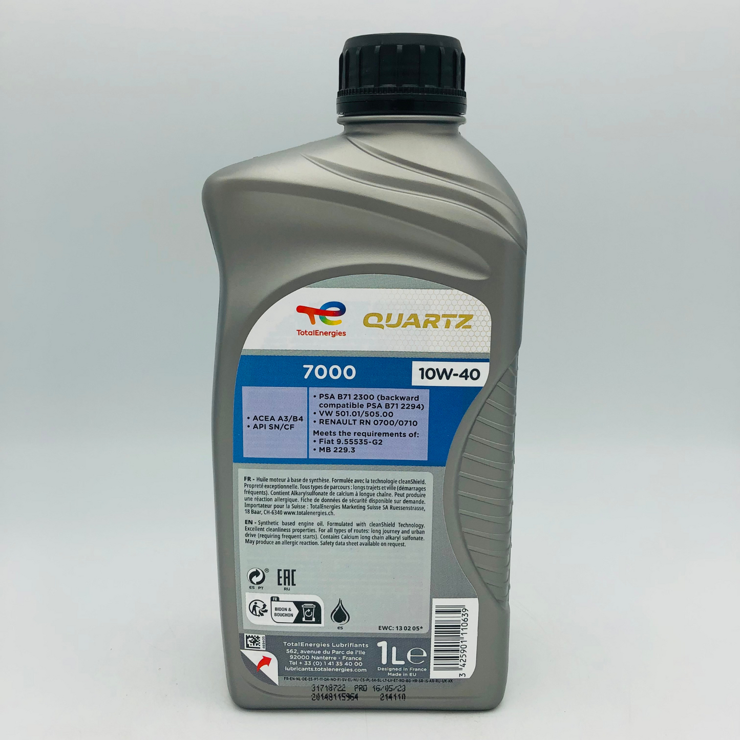 TOTAL QUARTZ 7000 10W-40 Synthetic Technology Engine Oil - 1 Litre