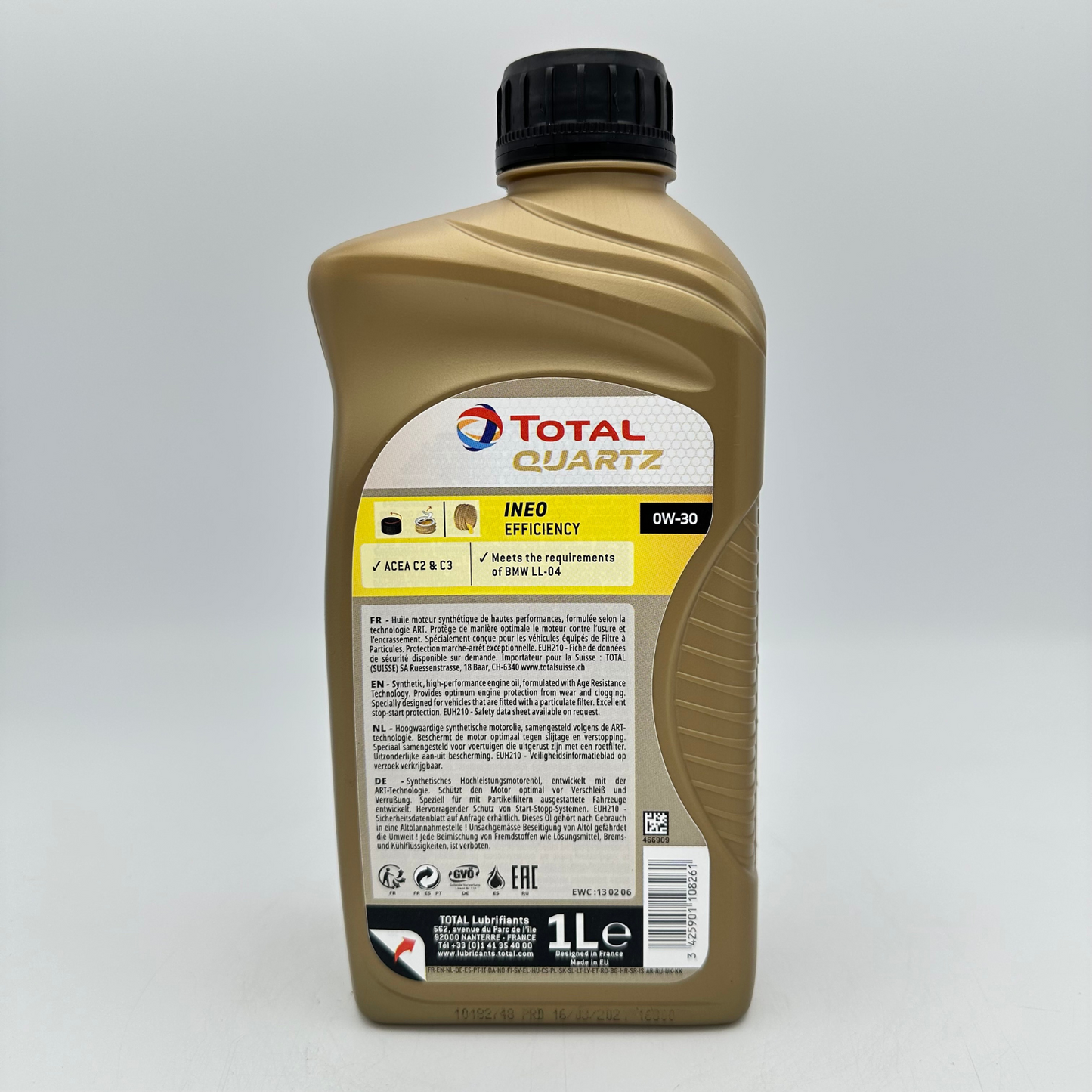 Total Efficiency 0W30 Back Label