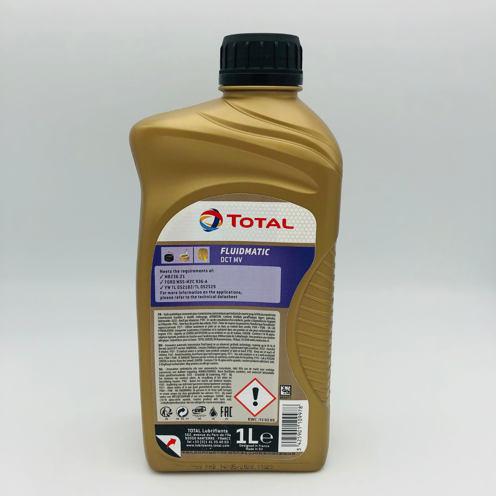 Total Fluidmatic DCT MV Synthetic Dual Clutch Transmission Fluid - 1 Litre Back label