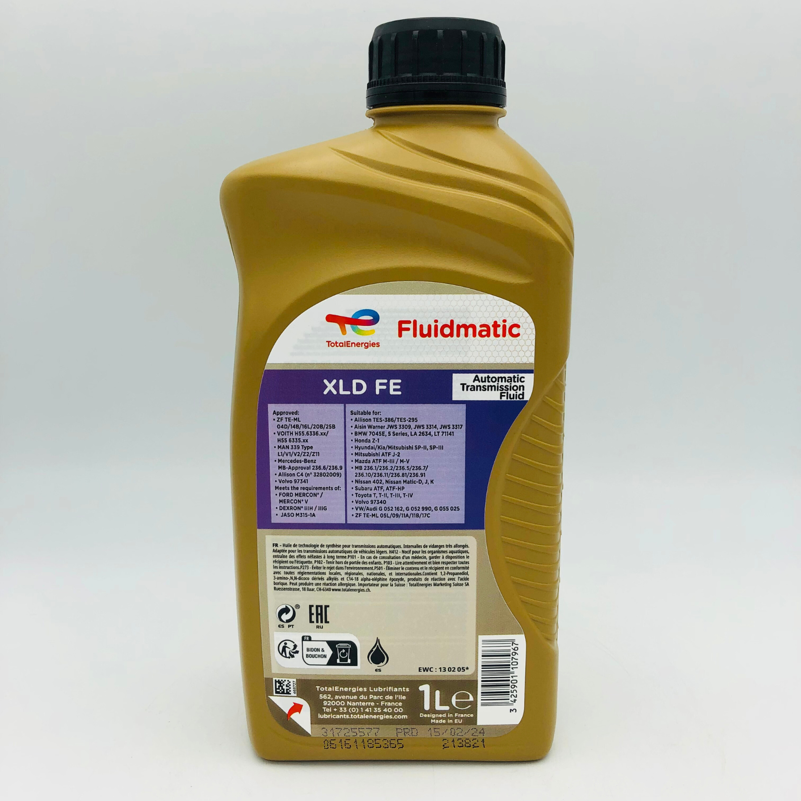 Total Fluidmatic XLD FE ATF Automatic Transmission Fluid - 1 Litre Back label