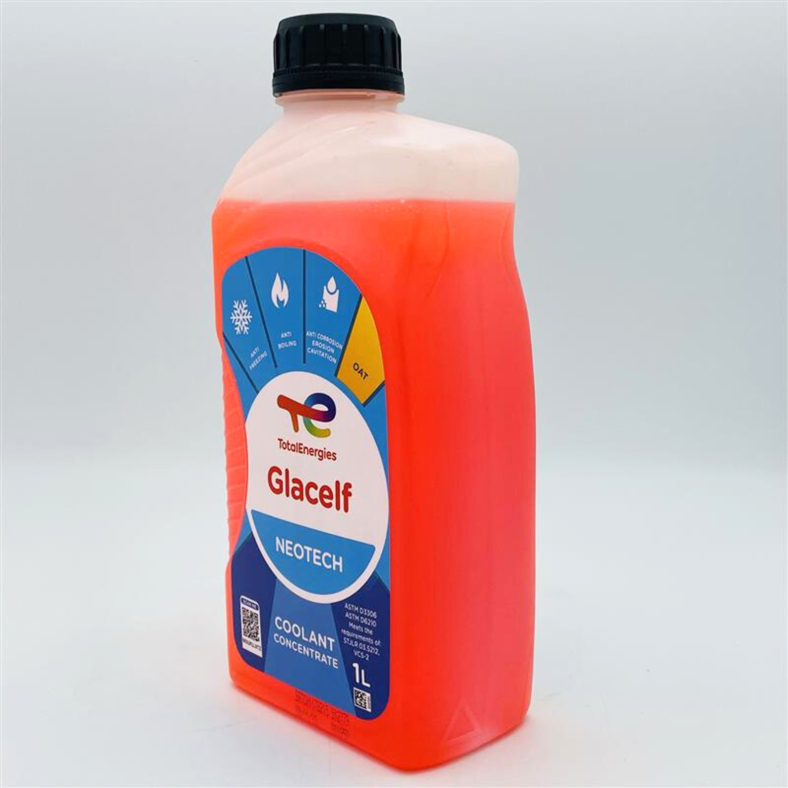 Total Glacelf Neotech Organic Antifreeze Engine Coolant -37°C - 1 Litre - Angle
