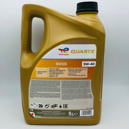 Total Quartz 9000 5W-40 5L Back Label