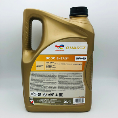 Total Quartz 9000 Energy 0w40 5L Back Label