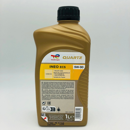 Total Quartz INEO ECS 5W-30 Synthetic Engine Oil - 1 Litre Label